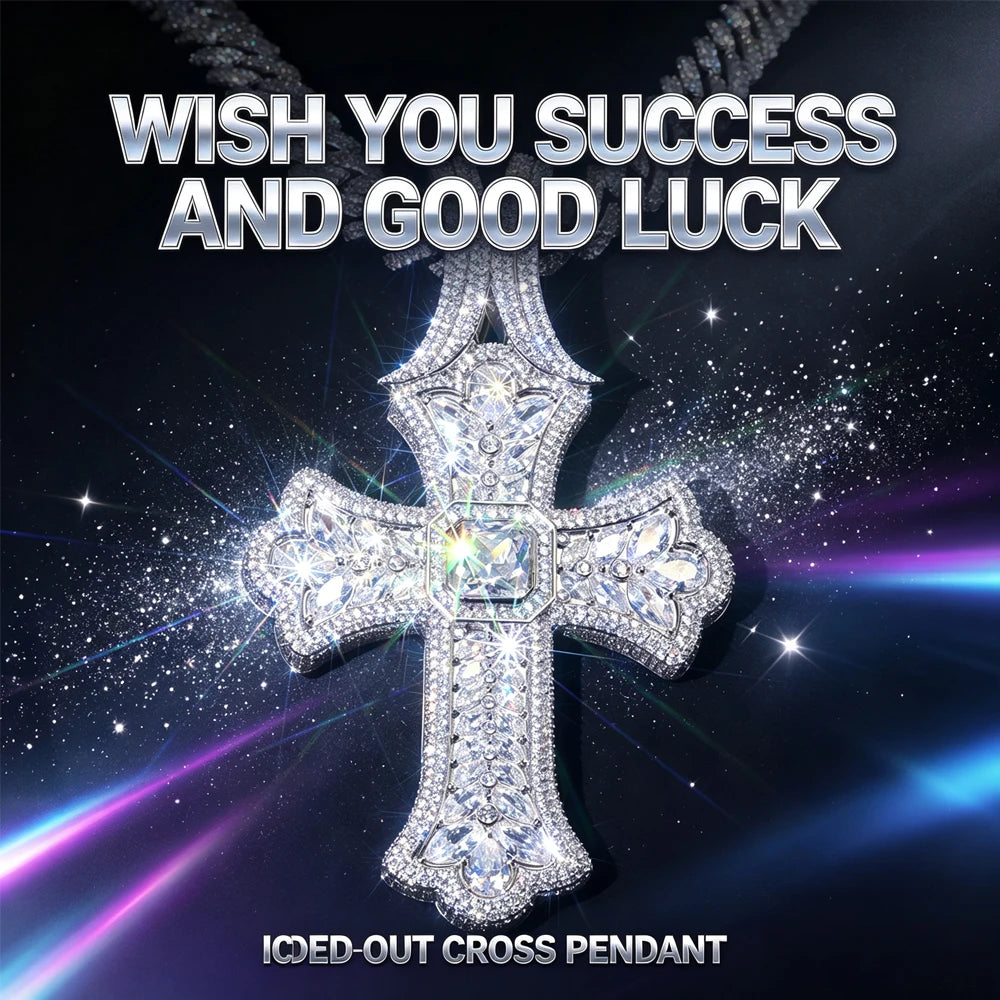 Lyee Cyee Iced Out Gothic Cross Pendant Cubic Zirconia