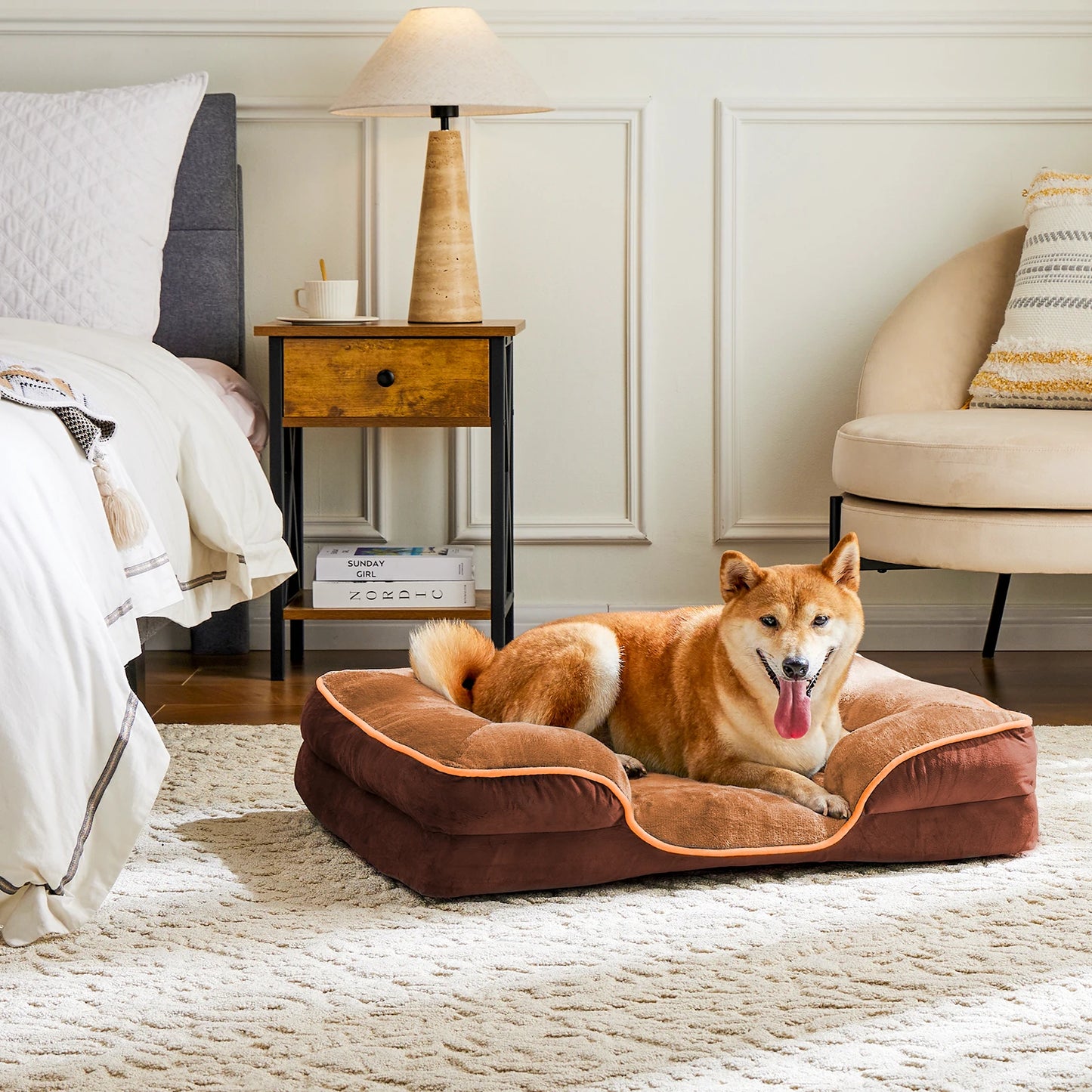 JHK Orthopedic Memory Foam Dog Bed For Small Dogs And Cats With Removable Cover