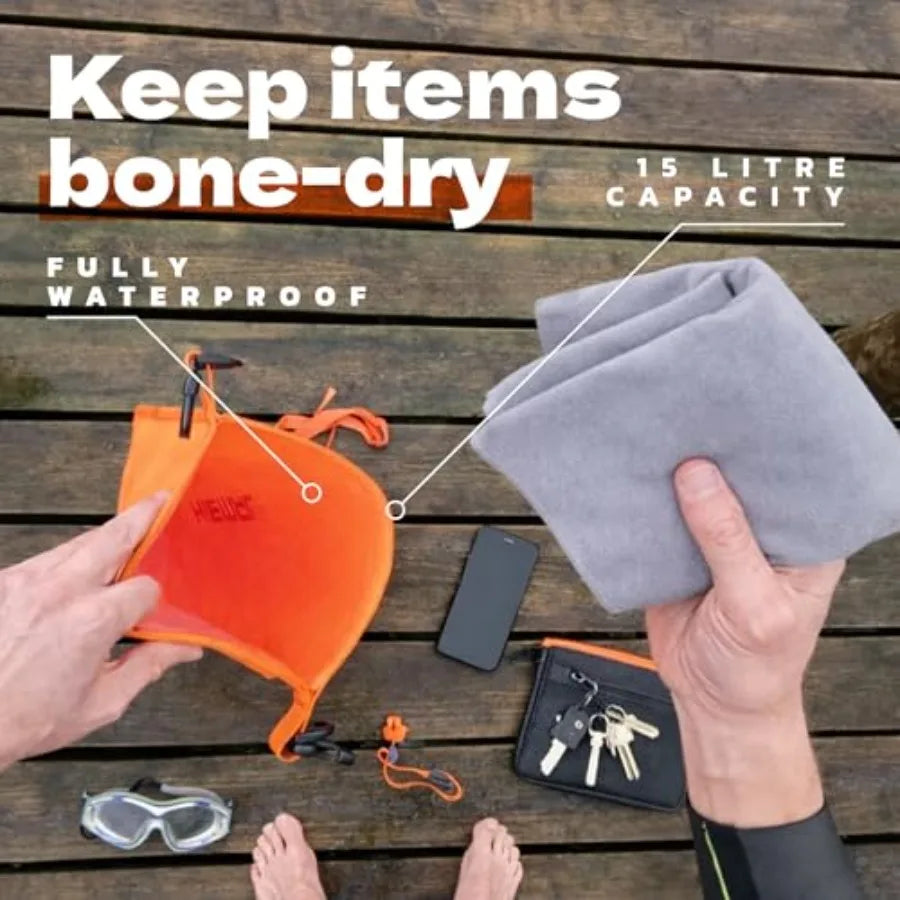Open Water Swim Buoy With 15L Dry Bag Fully Waterproof Floating Safety Bubble High Visibility