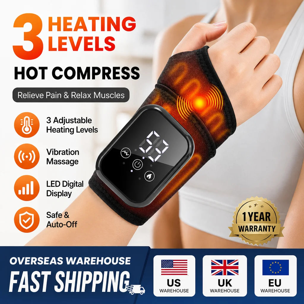 Hailicare Cordless Heated Hand Wrist Massager With Vibration And 3 Heat Levels