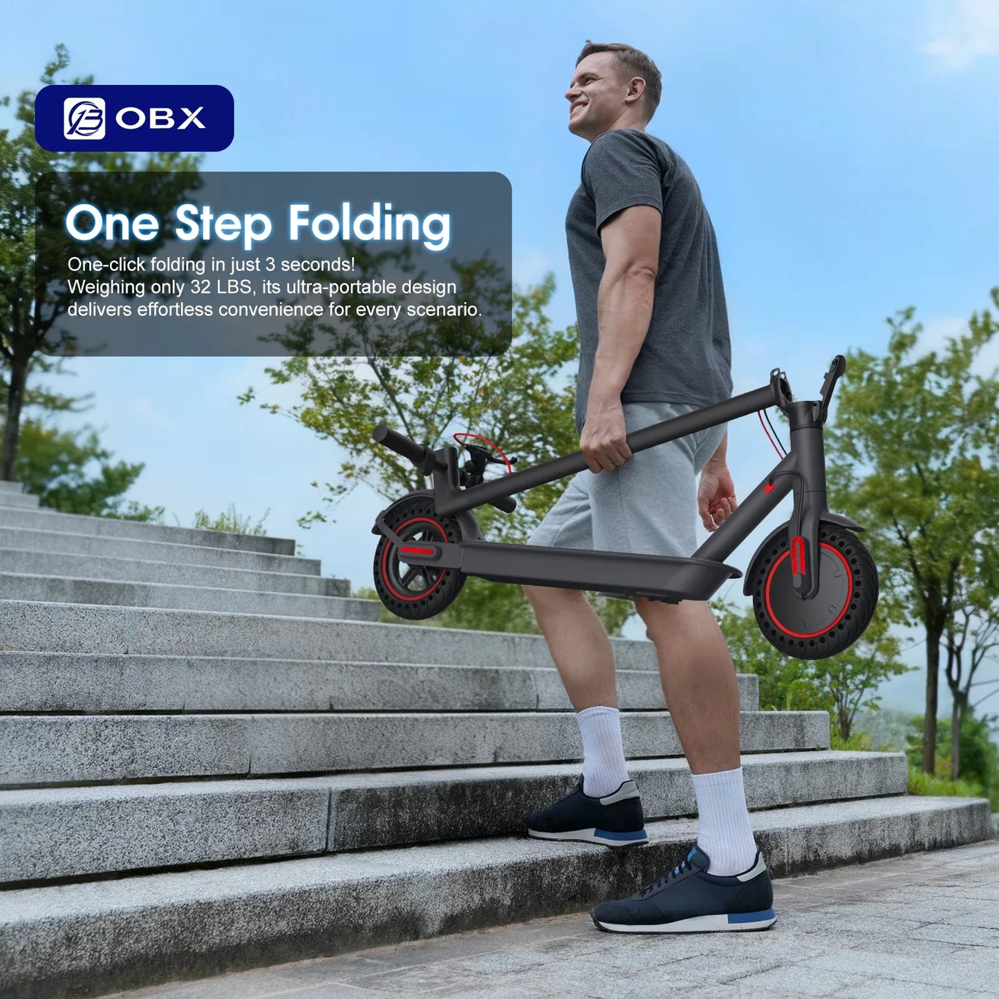 Obx 350W Electric Scooter Foldable 21 Mile Range
