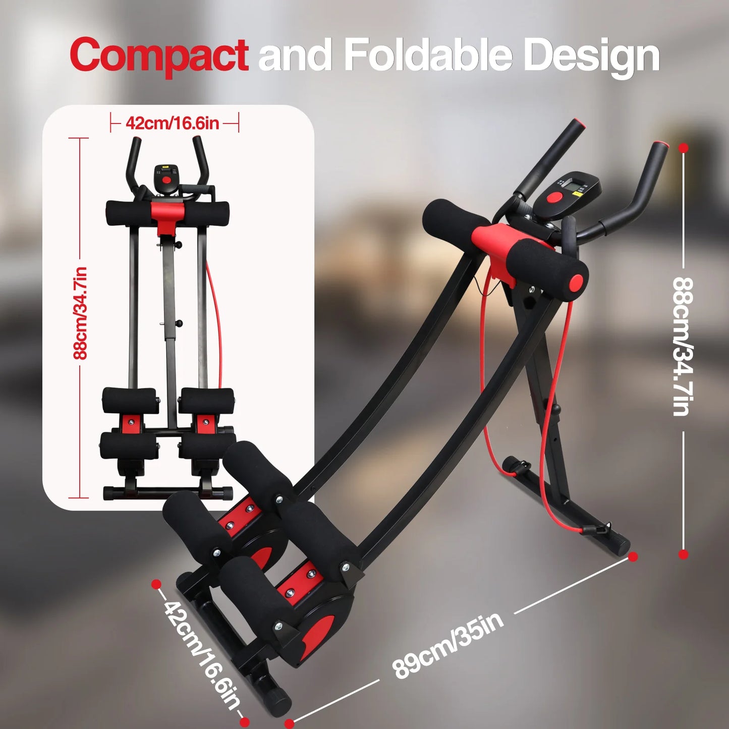Dual Track Adjustable Foldable ABS Machine LCD Display Resistance Bands