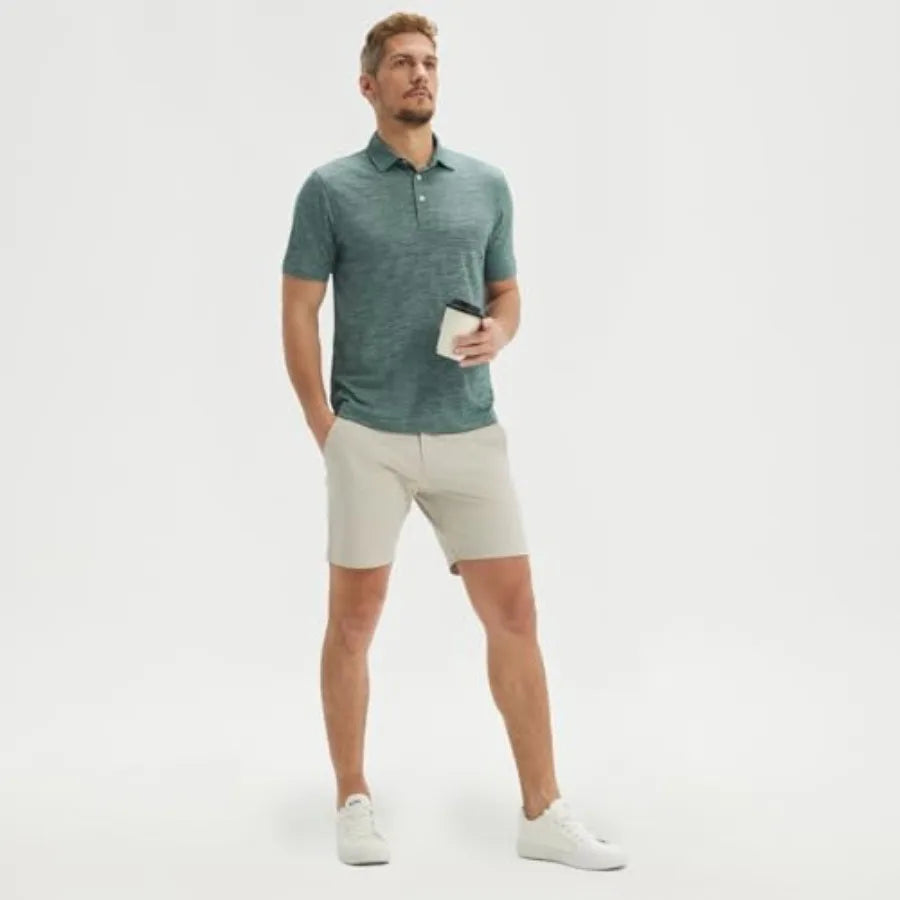 Maelreg Mens Moisture Wicking Short Sleeve Golf Polo Shirt Lightweight Jacquard 3 Button Performance