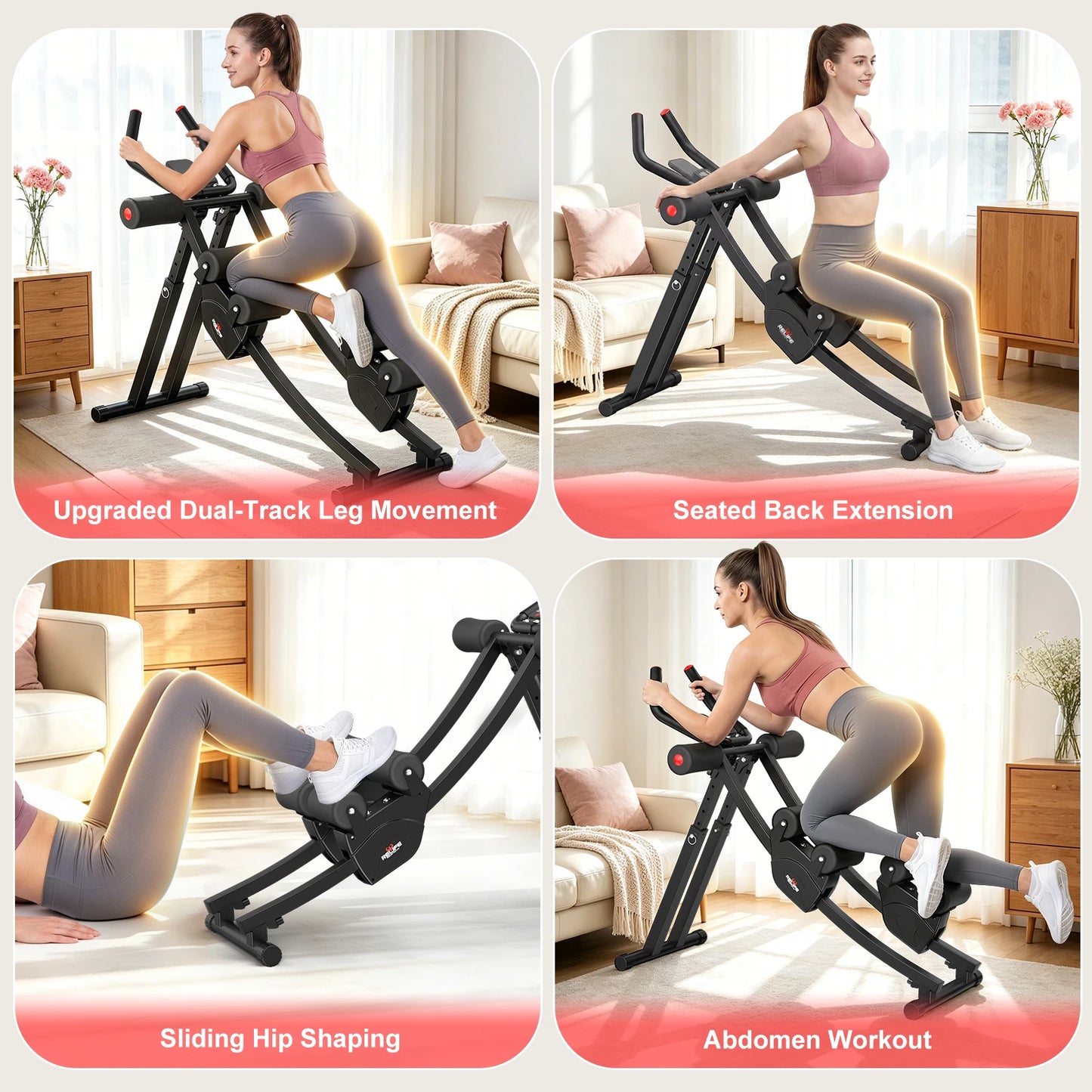 Foldable Dual Ab Machine With Adjustable Resistance And LCD Display