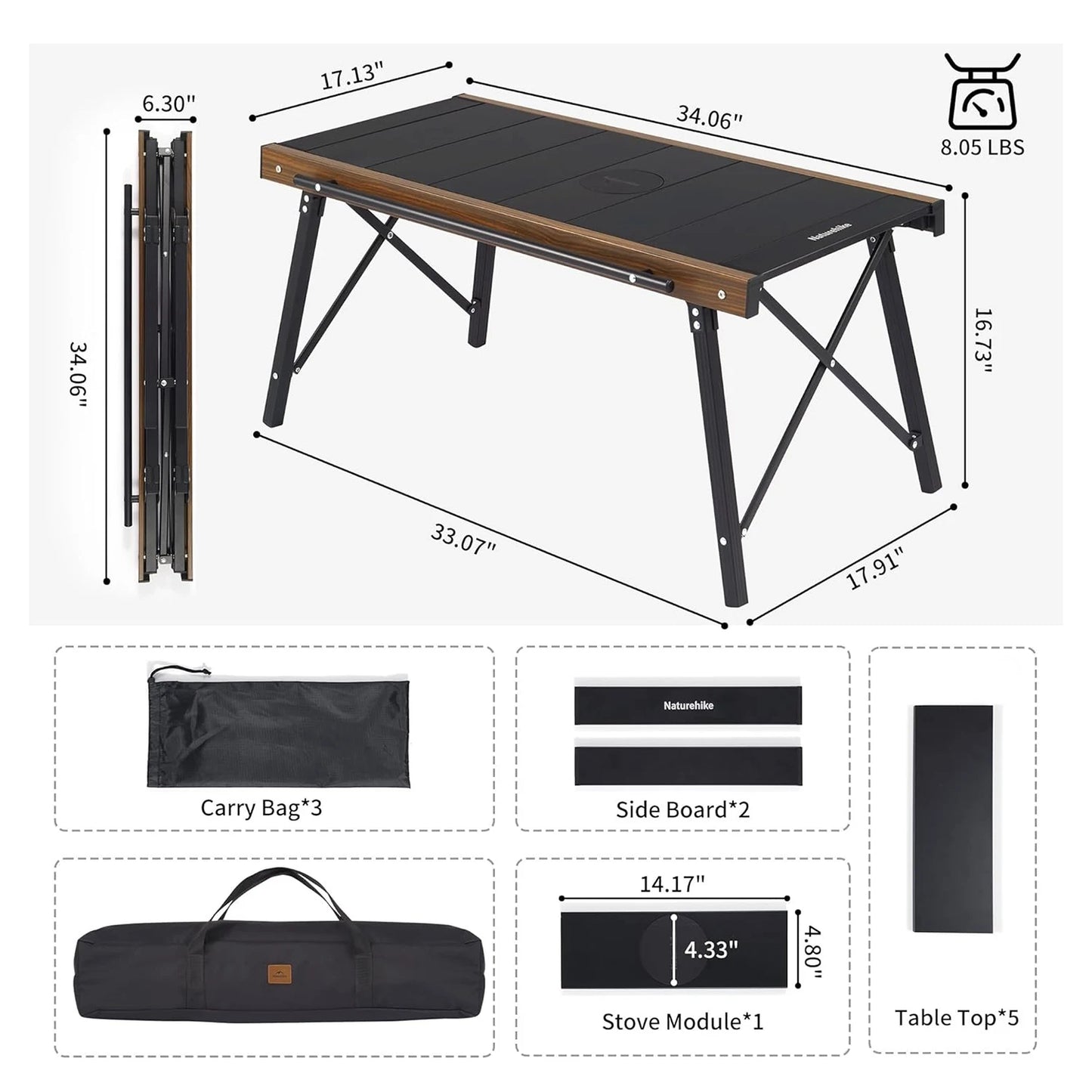 Naturehike Camping Folding Aluminum IGT Table Portable BBQ Grill Cooking