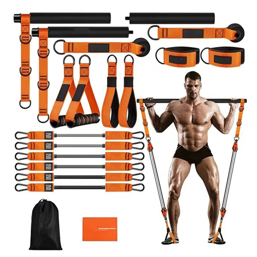 Portable Pilates Bar With Resistance Bands Full Body Workout