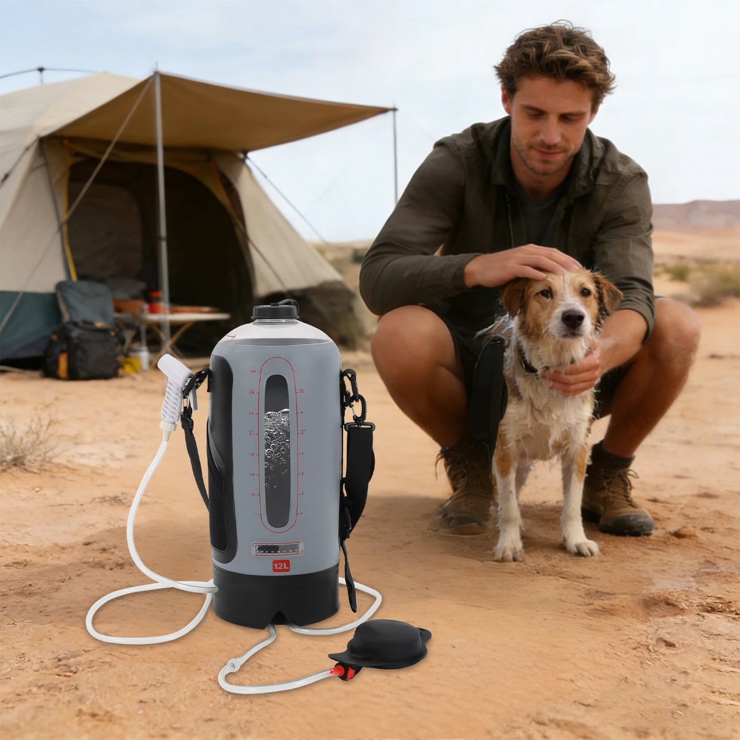 Bymaocar Portable Camp Shower With Air Pump For Outdoor Bathing