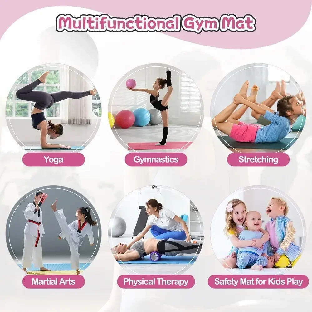 Folding Gymnastics Mat With Handles For Tumbling And Home Workouts