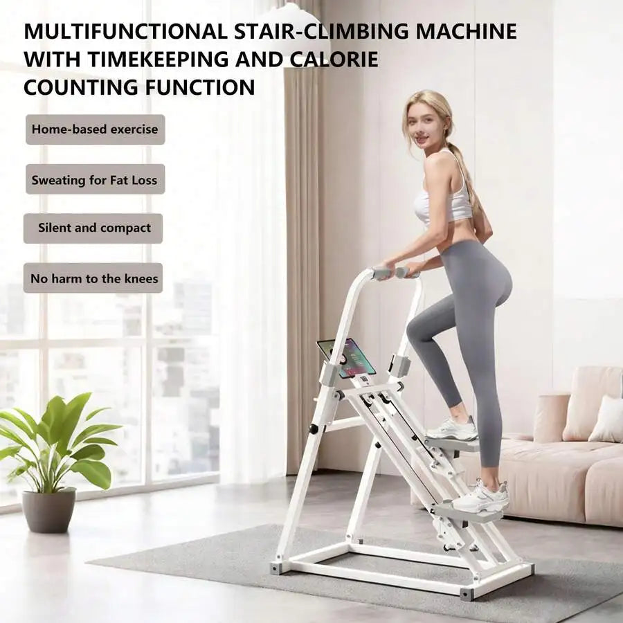 Foldable Stair Stepper With Adjustable Resistance And Phone Holder