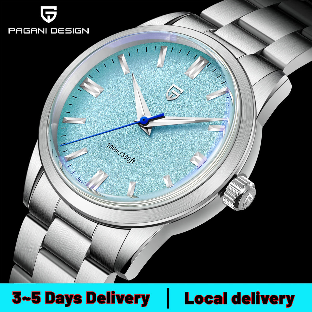 PAGANI DESIGN Men's Quartz Watch With Sapphire Crystal Stainless Steel