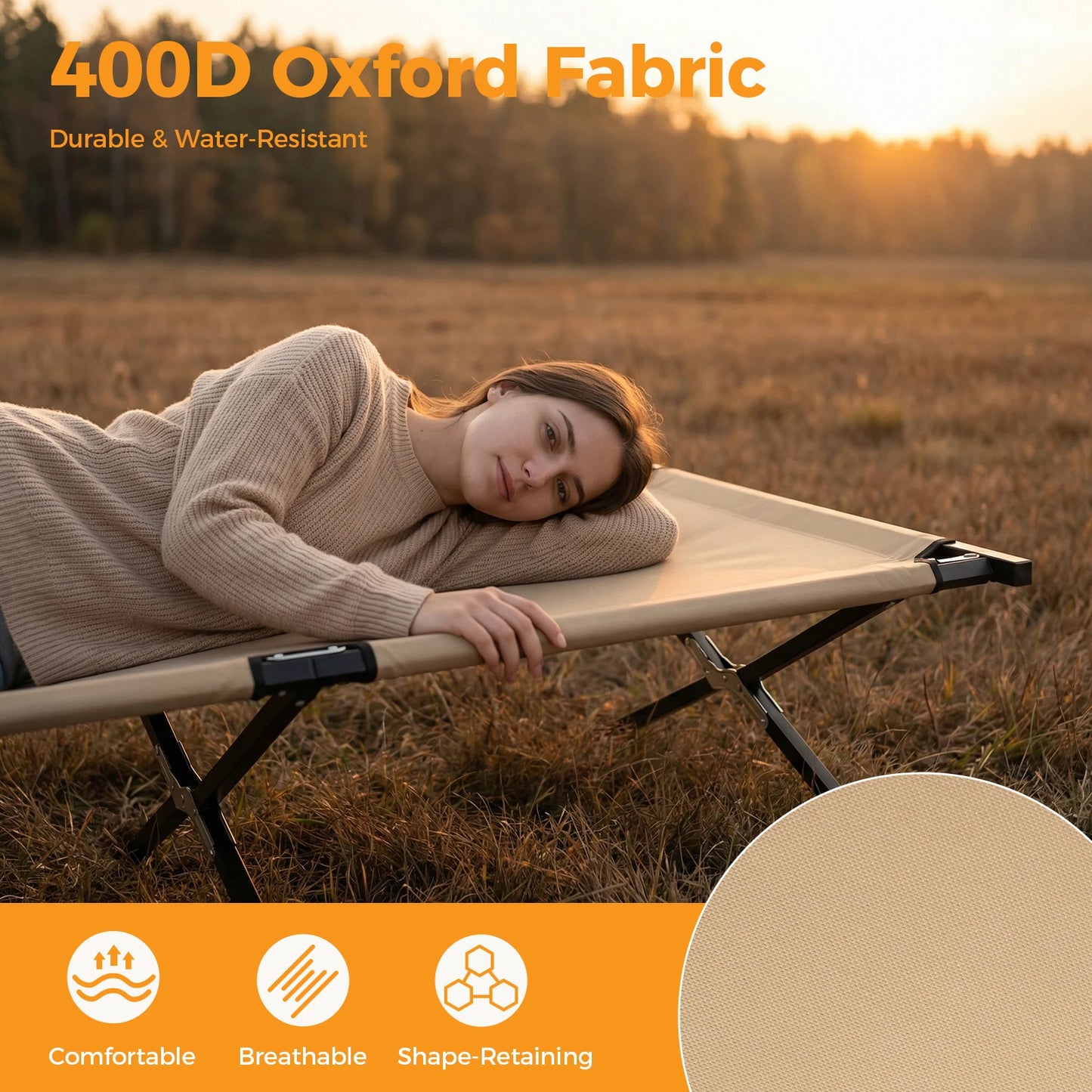 JHK Portable Folding Camping Cot With 300 LBS Capacity