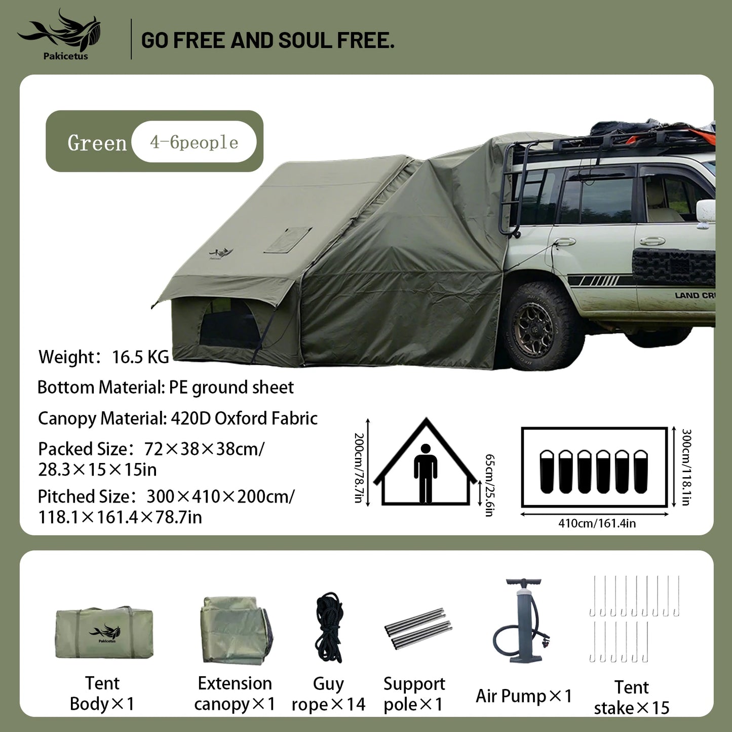 Pakicetus Quick Setup Inflatable Camping Tent For 4 To 8 People