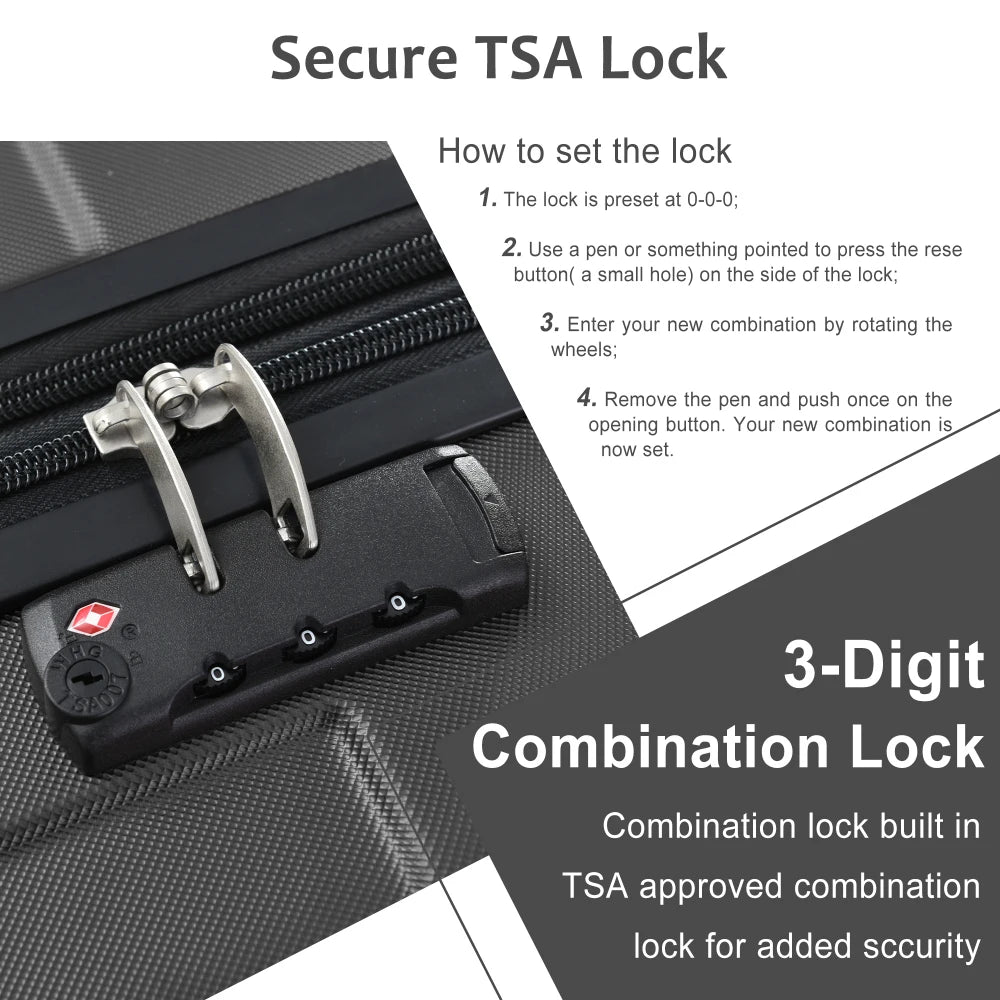Hardside ABS Luggage Set With TSA Lock For Family Travel