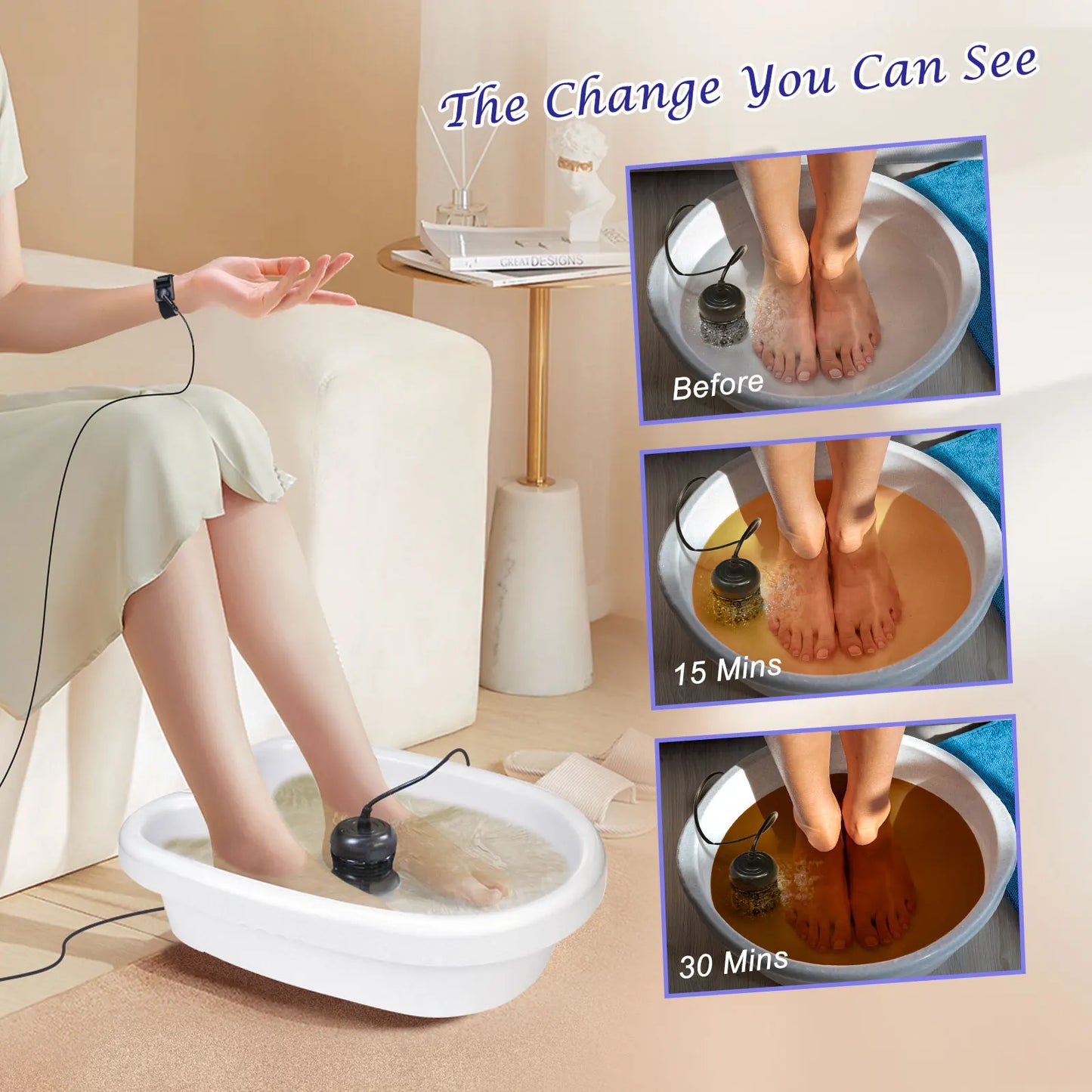 Dual Ionic Foot Bath Detox Machine With Pads And Belt