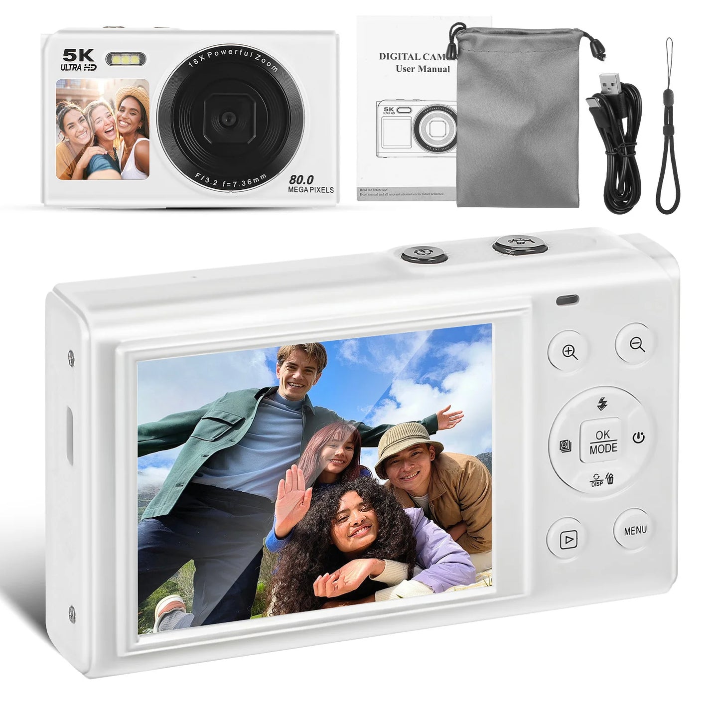 5K Vlogging Digital Camera With 18X Zoom And Dual Screen