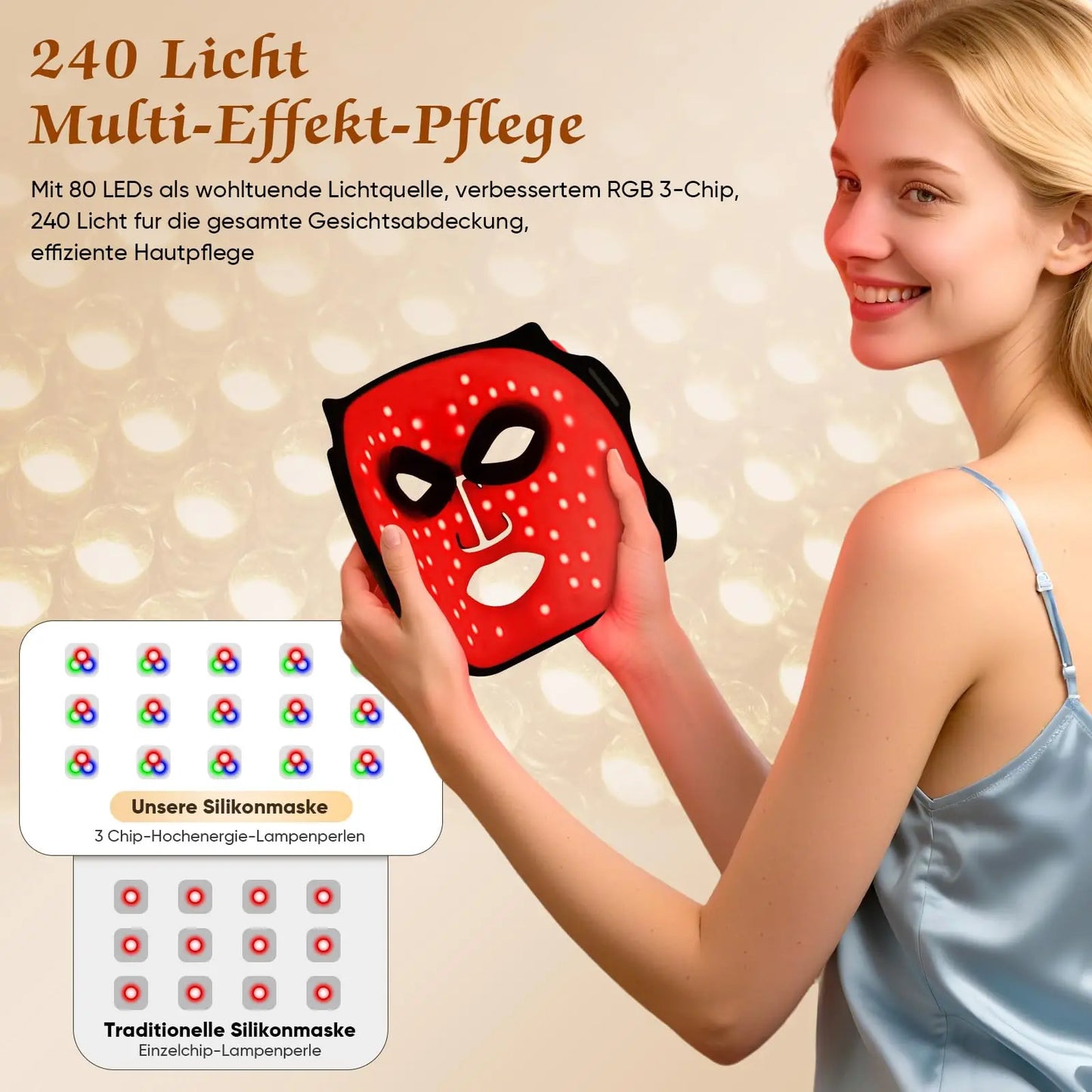USB Rechargeable LED Face Mask With Adjustable Headband For Skin Rejuvenation