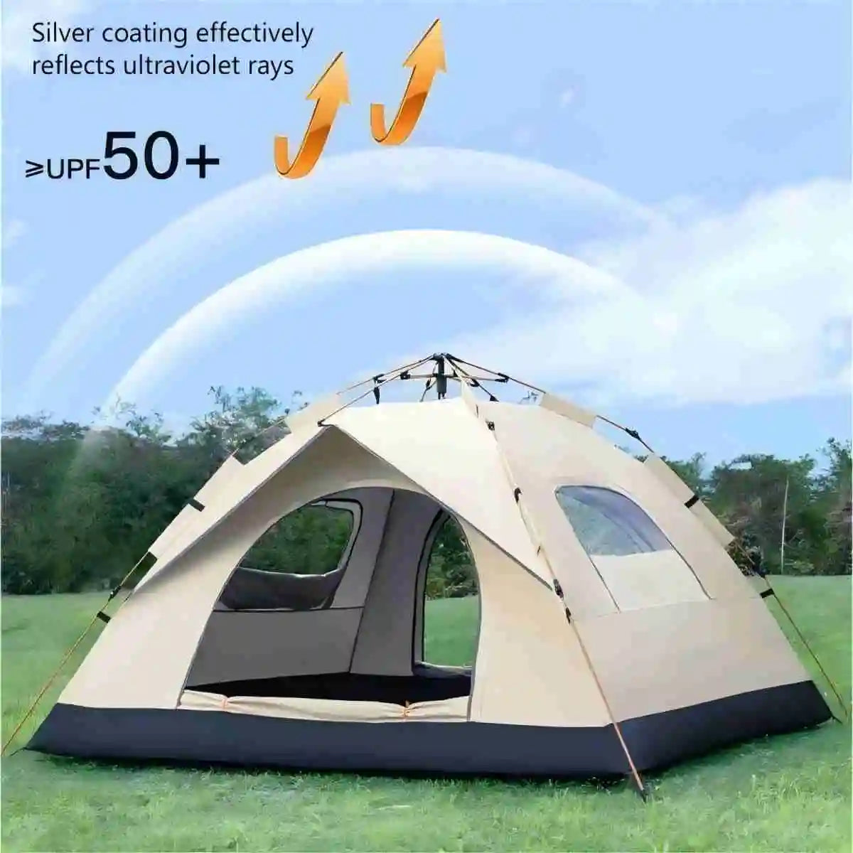 Pakicetus Outdoor Sunshade Camping Tent for 3 to 4 People Two Doors