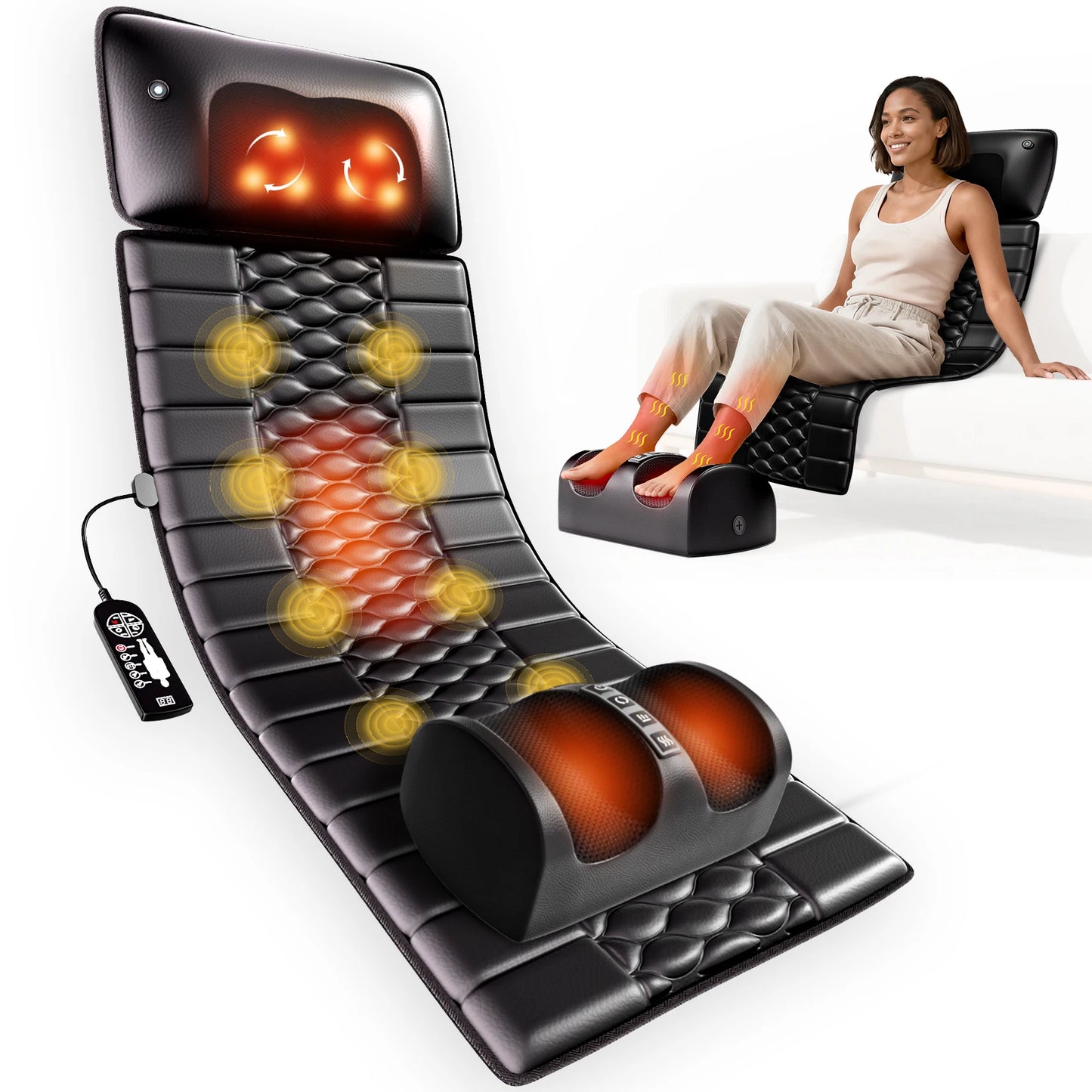 HIMOUTA Shiatsu Full Body Massage Mat With Heat Ten Motors