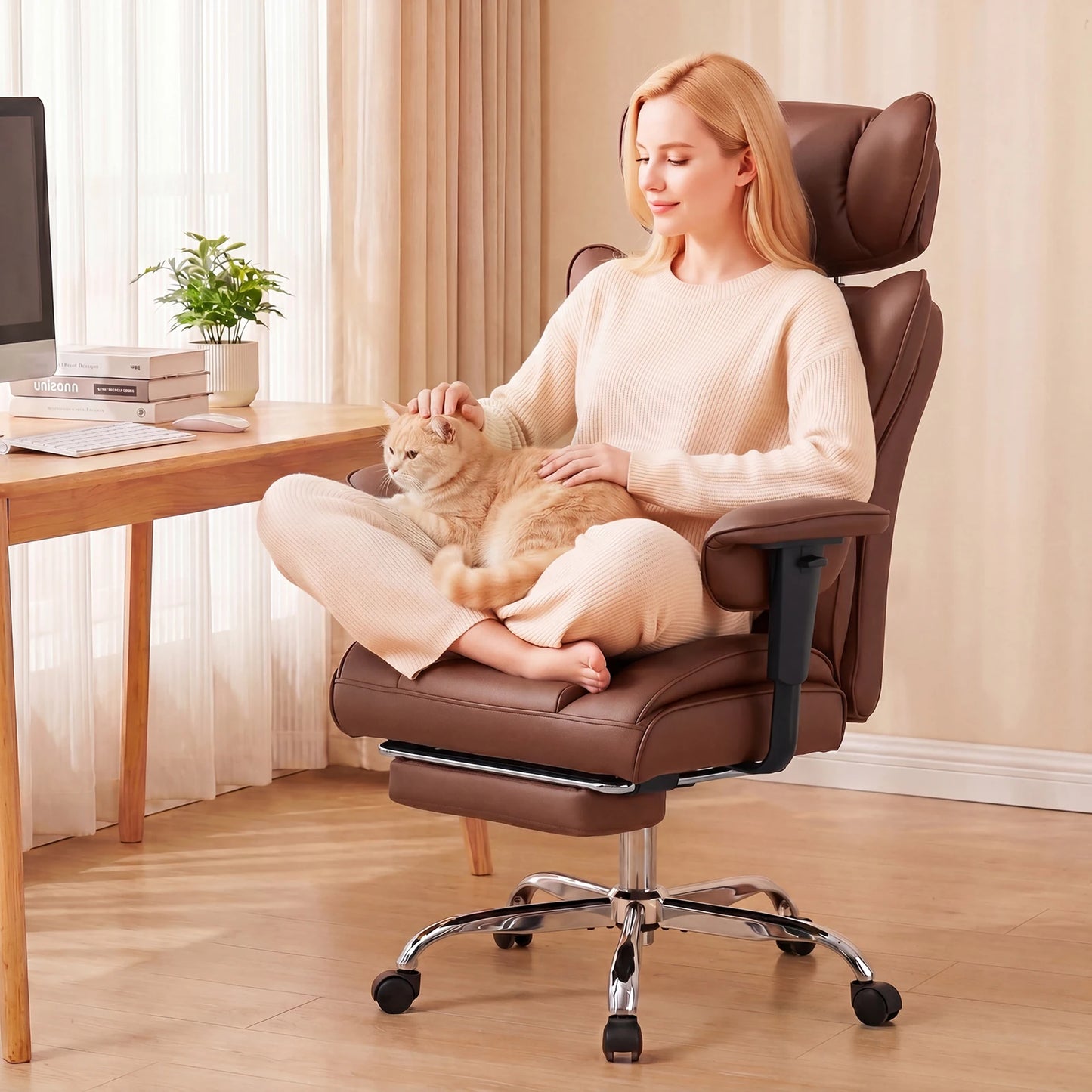 JHK Ergonomic Adjustable Armrests Gaming Chair PU Leather Office Chair