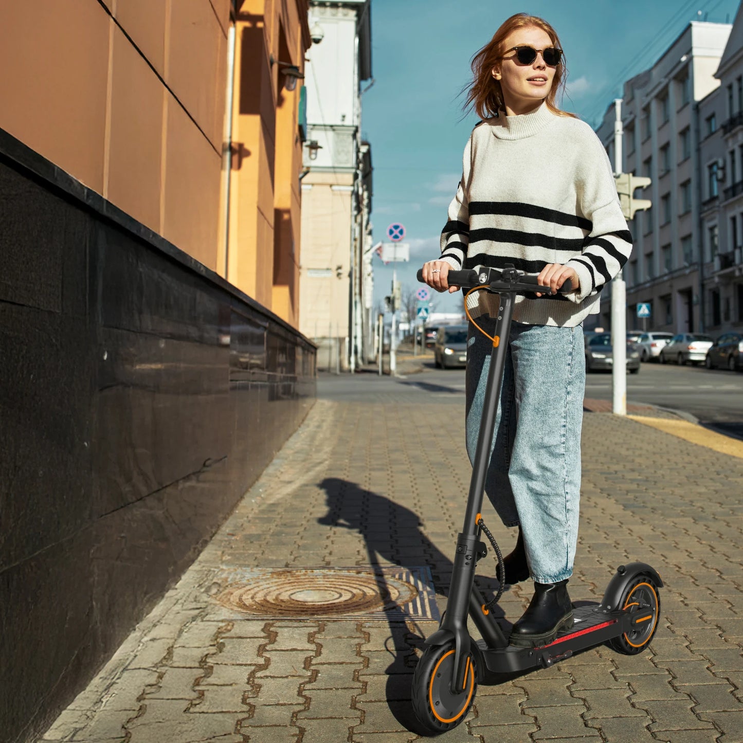 Osboo Folding Electric Scooter For Adults 19 MPH 550W With Built In Side Lights Long Range 13 To 20 Miles
