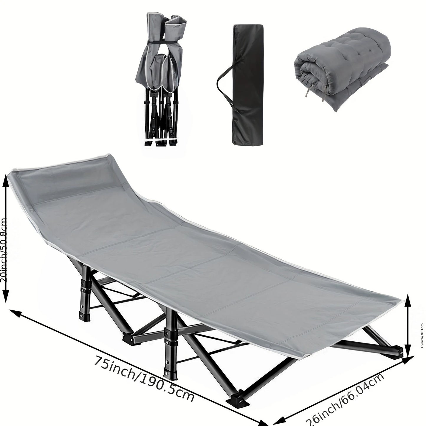 Aoran Heavy Duty Folding Camping Cot With Detachable Portable Mattress