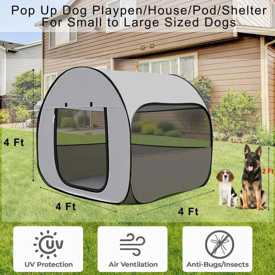 Pop Up Dog Kennel Enclosure Portable Outdoor Crate With Carry Bag Waterproof Travel Carrier For Camping For Dog Owners