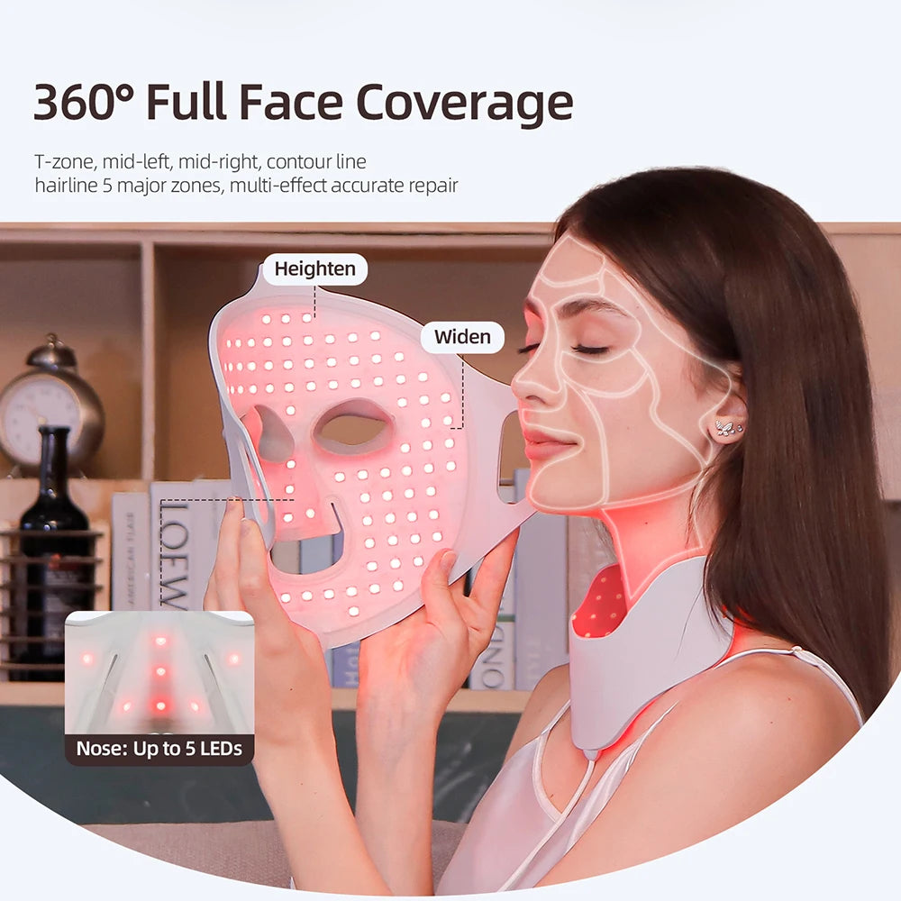 Foreverlily LED Photon Face Neck Mask 3D Silicone Skin Rejuvenation