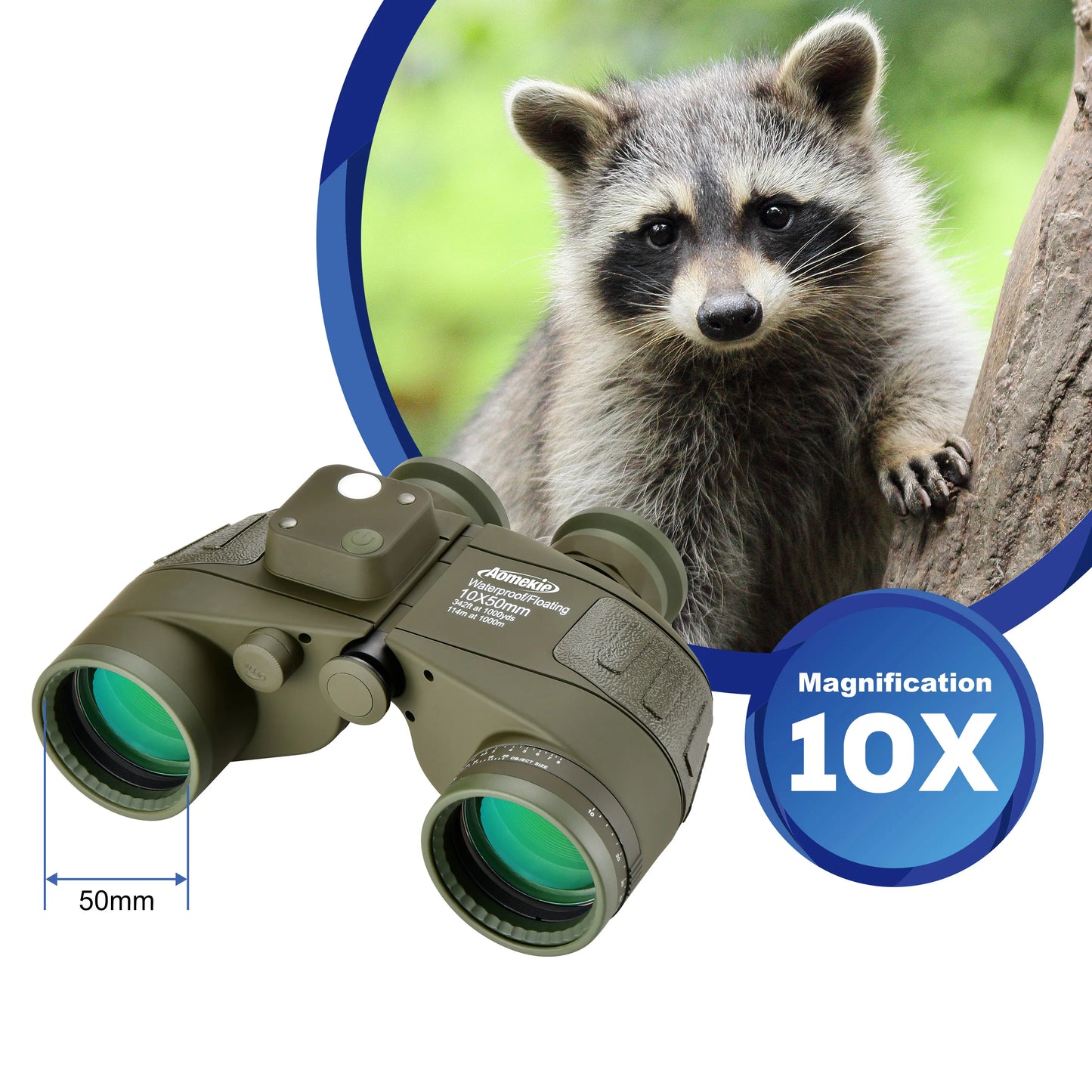 Marine Binoculars With Rangefinder And Compass FMC Lens Waterproof