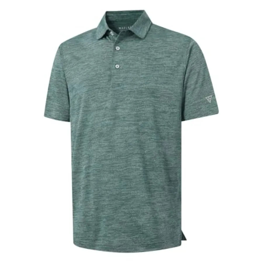 Maelreg Mens Moisture Wicking Short Sleeve Golf Polo Shirt Lightweight Jacquard 3 Button Performance