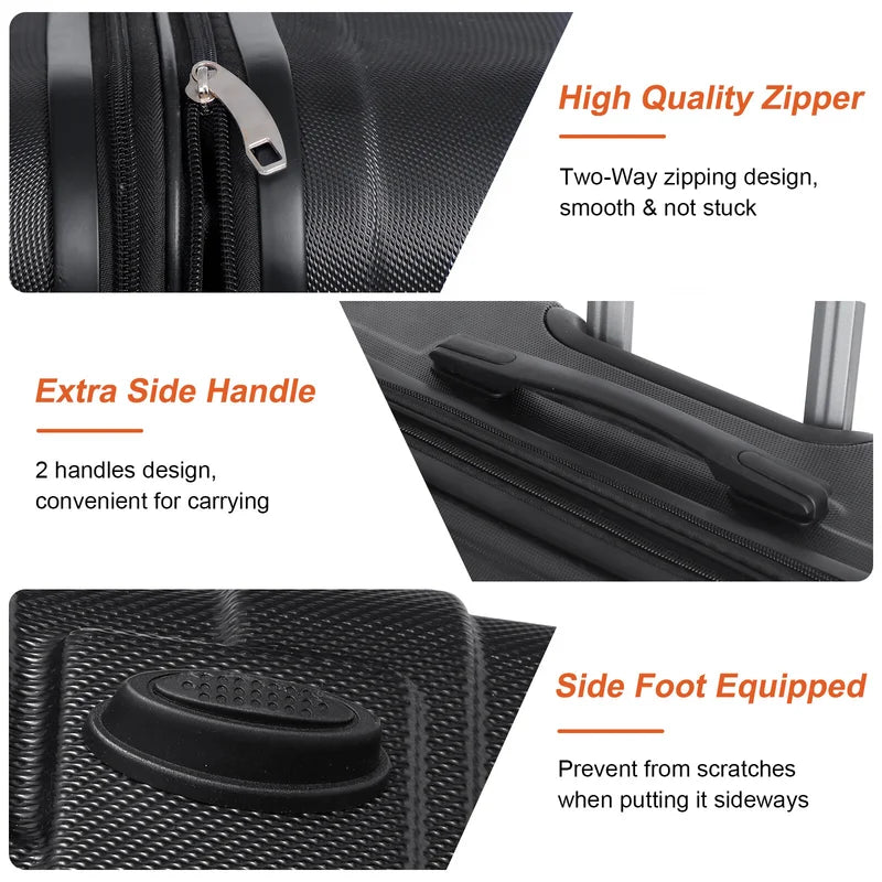 Expandable 3 Piece Hardshell Luggage Set With TSA Lock