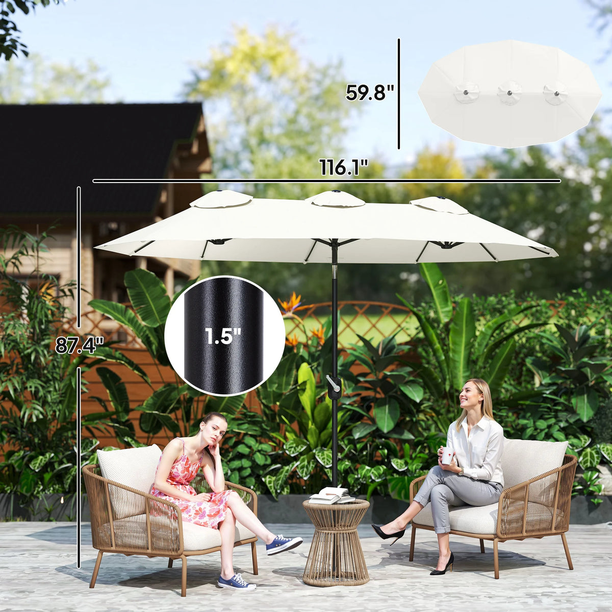 Outsunny Double Sided Patio Umbrella With Tilt Crank Handle