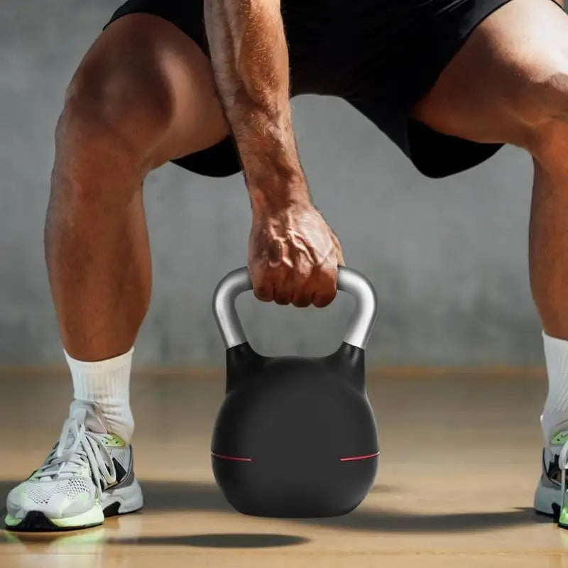 Kettlebell, Adjustable Kettlebell with 7 Weight Levels (5, 11.5, 18, 24.5, 31, 37.5, 44 lbs), Die-Cast Aluminum and ABS Material, for Grip Strength Training, Full-body Workout & Cross-Training