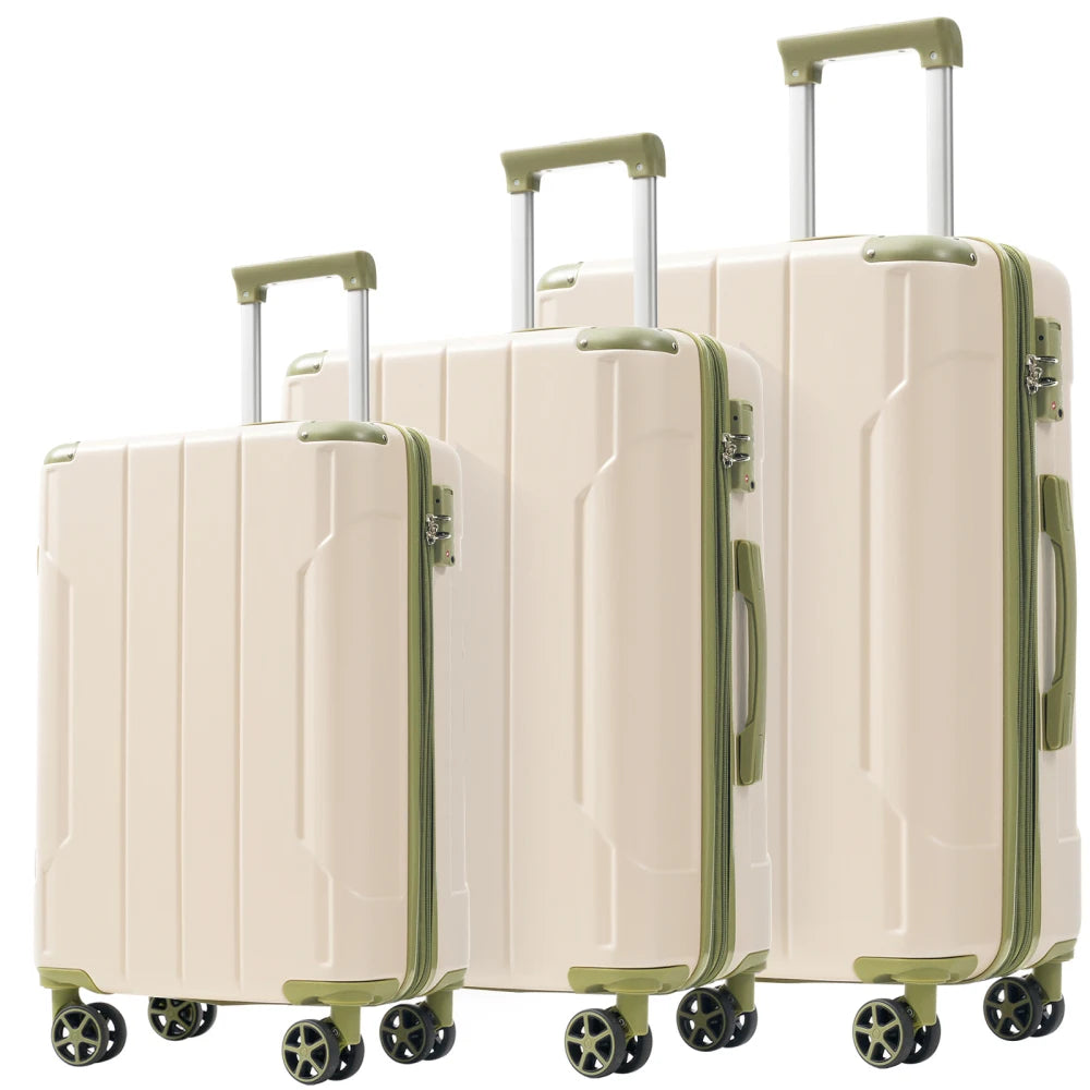 Expandable ABS Luggage Set 3 Piece With Spinner Wheels And TSA Lock