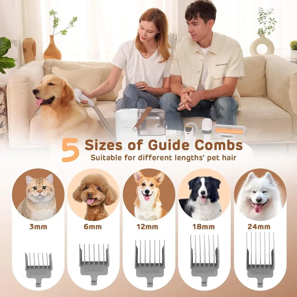 XMSJ Dog Grooming Vacuum Kit With 7 Tools For Pet Shedding At Home